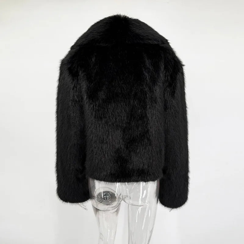 Tossy Winter Fashion Fur Feather Outwear For Women Lapel High Waist Warm Loose Long Sleeve Commute Coat Female Fur Feather 2025