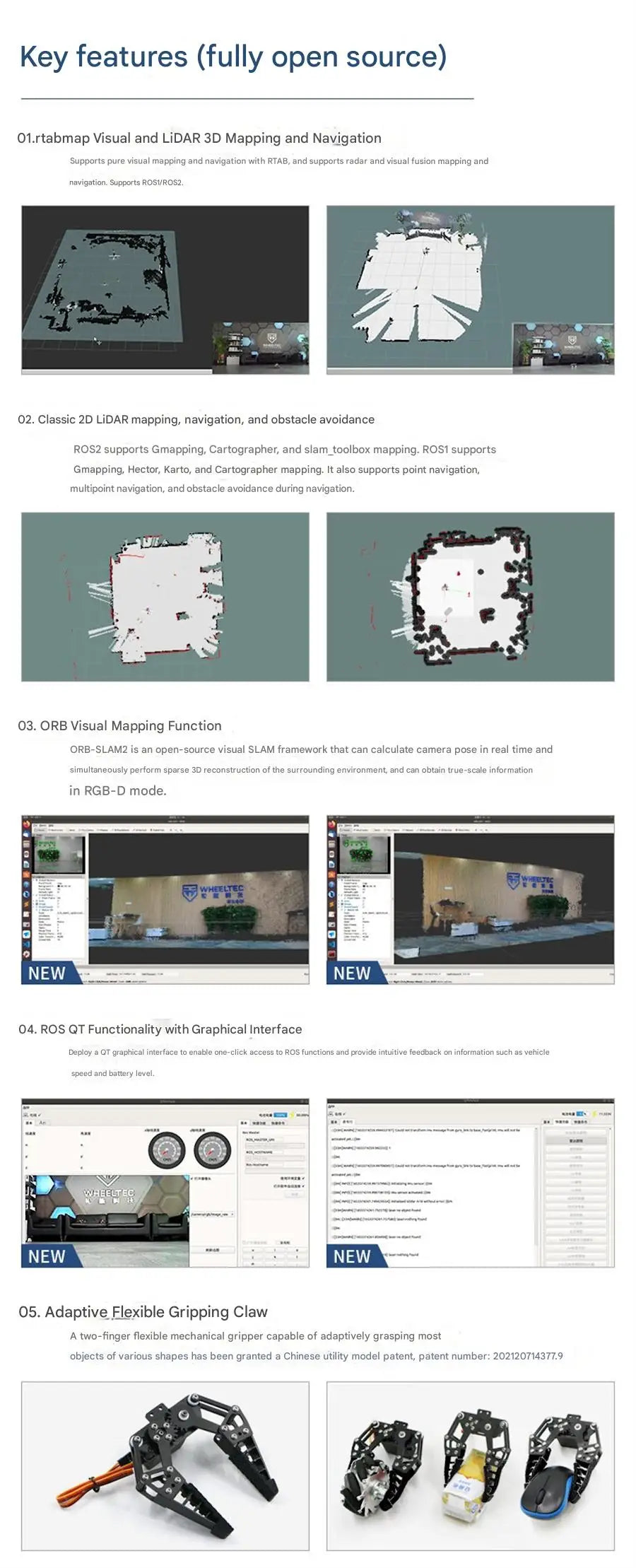 WHEELTEC R550A PLUS ROS Research Robot with Robotic Arm, LiDAR Mapping and Navigation