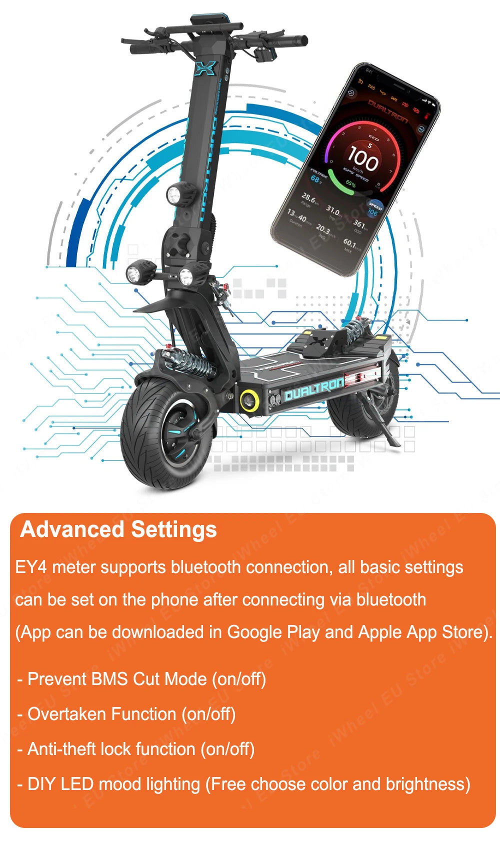 Original Dulatron X Limited 84V 60Ah 2*2800W Dual Motor Top Speed 110km/h EY4 Display Dualtron X Limited Electric Scooter