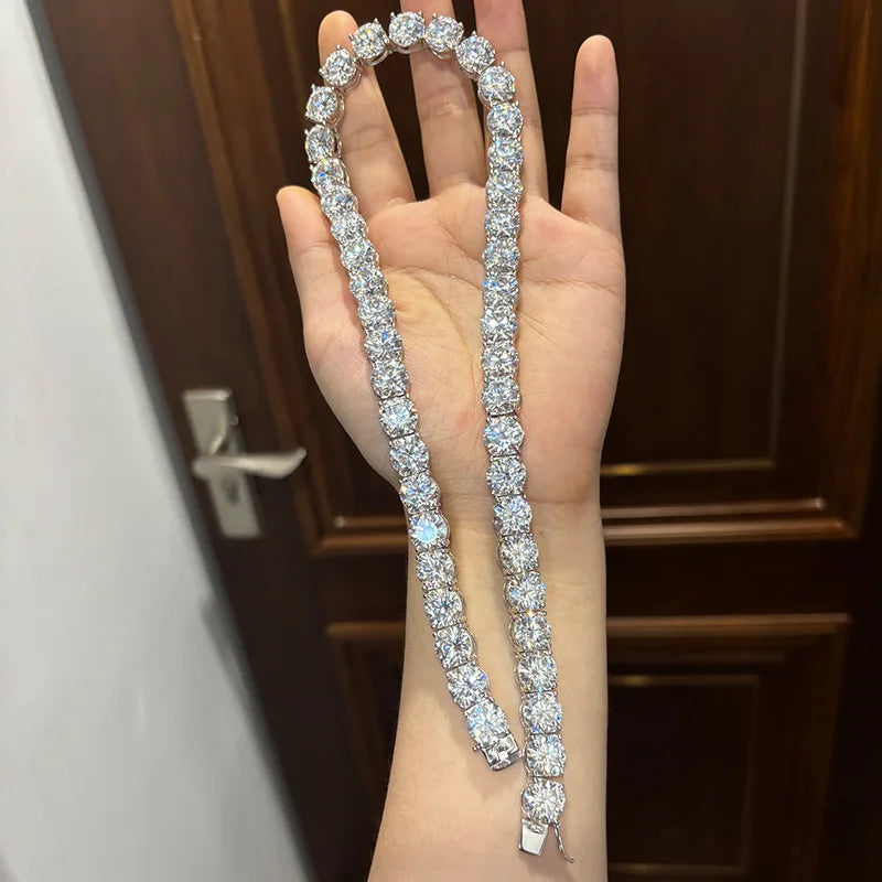 Butterflykiss Luxury Unisex 10mm Total156/236CT  Moissanite Tennis Necklace Full Moissanite Chain S925 Silver For Men Women Gift