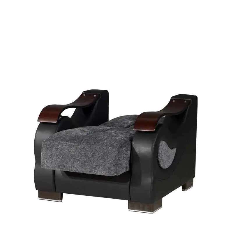Upholstered Convertible Armchair with Storage, Grey - Modern Stylish Lounge Chair for Small Spaces, Versatile Design for