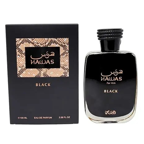 Hawas Black By Rasasi for Men - 3.38 Oz EDP Spray Makeup Women's Perfume Bold Long Lasting Arabian Perfume