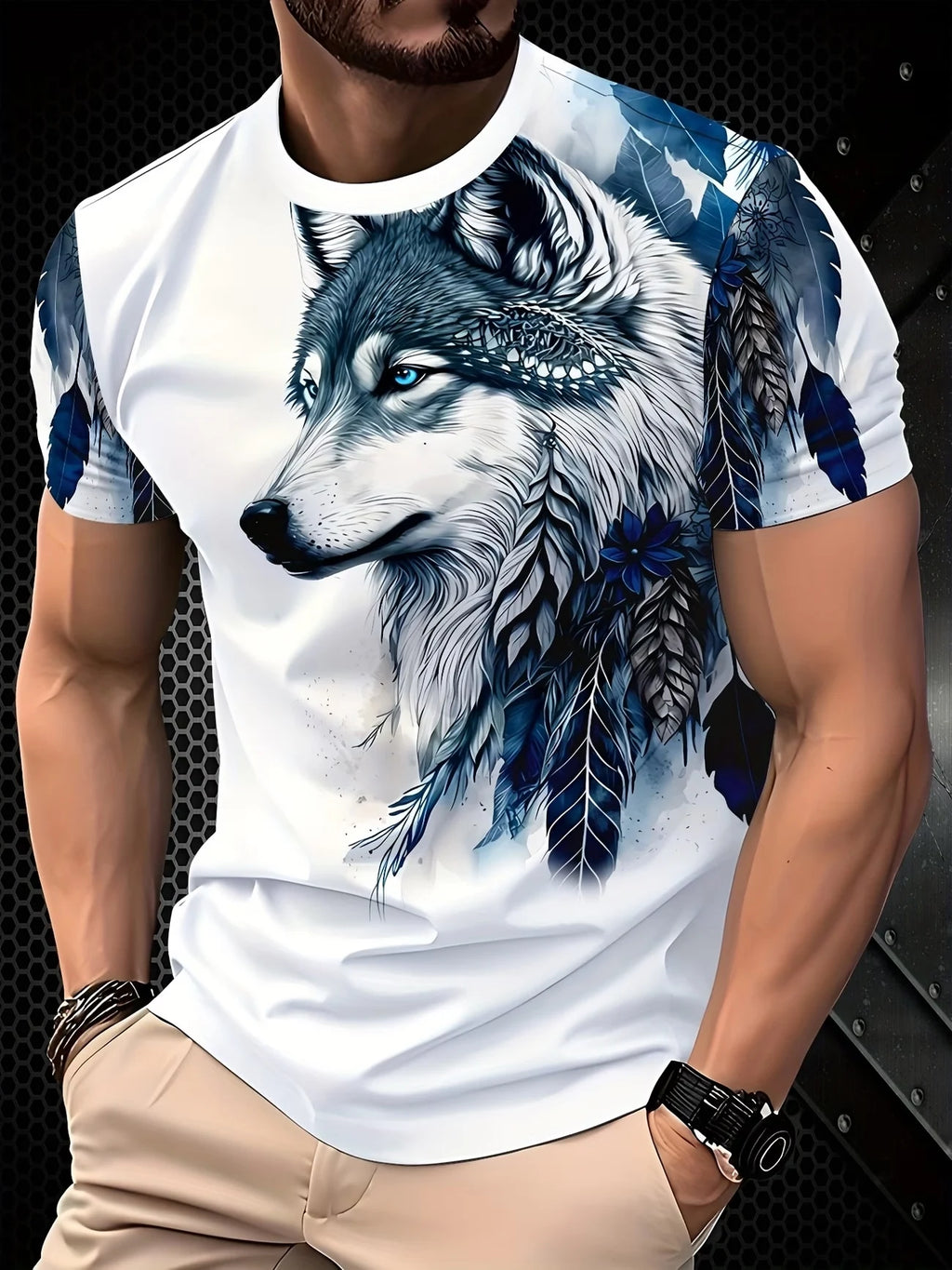 Men's Summer Color Block Striped T-Shirt, Black Green White Patchwork Design with Vertical Stripes & Minimal Logo, Streetwear St