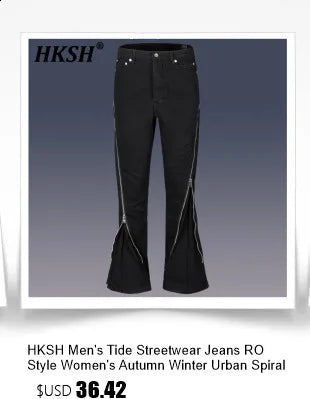 HKSH Autumn New Men Tide Dark Vintage Stylish Damage Waxed Denim Pants Handmade Hole High Street Jeans Straight Chic Ins HK17722