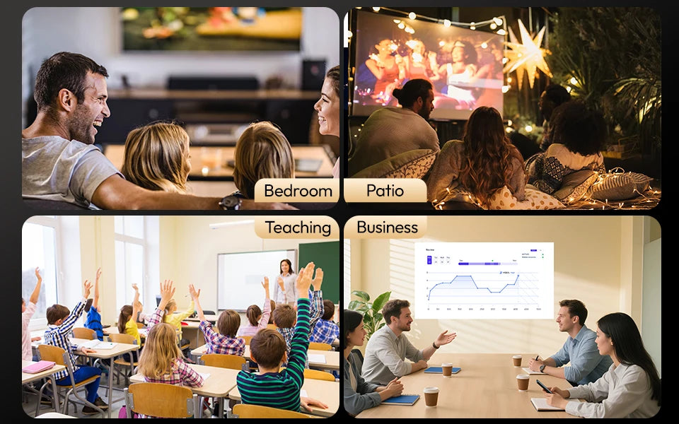 VEVSHAO V50 400ANSI DLP Projector Airplay Miracast 15000mAh Battery Android 9.0 TOF Focus 3D Portable Outdoor Movie Projector