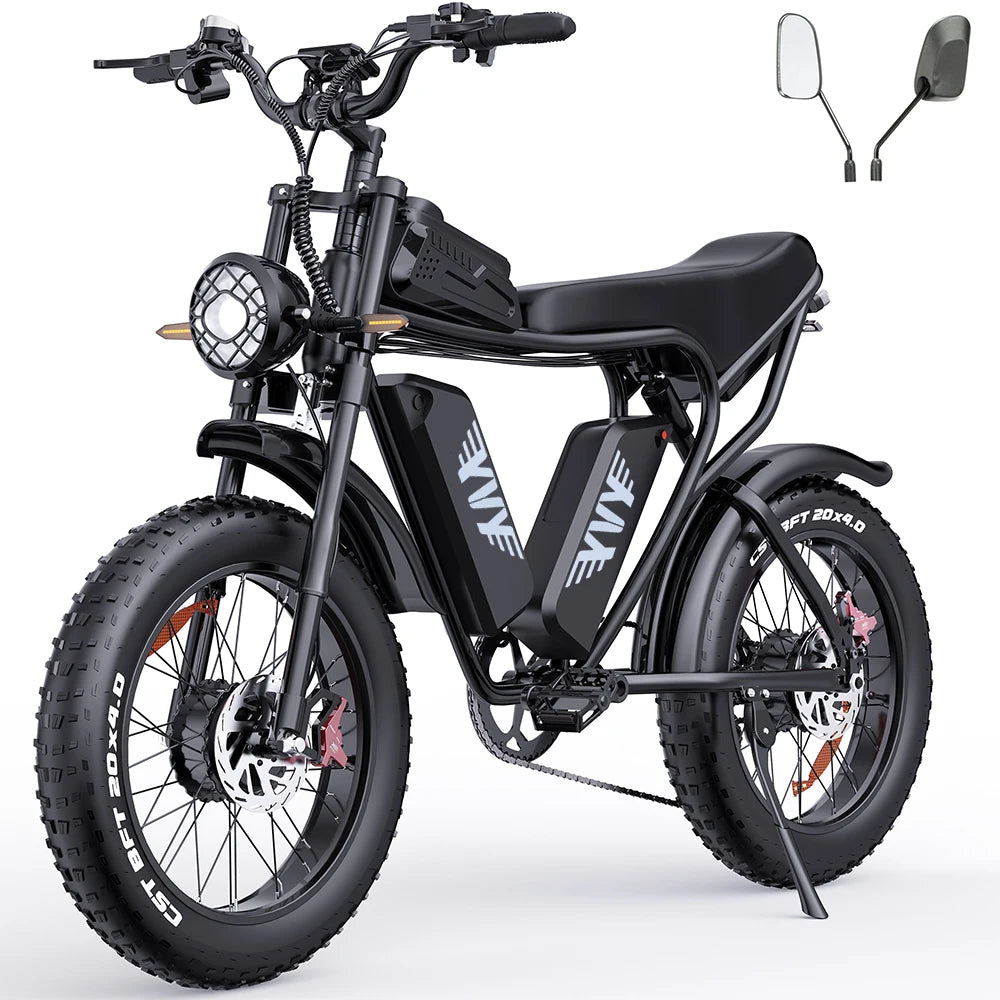 Electric Bike yvy Q20pro 2000W Dual Motor 52V40AH Battery E-bike Hydraulic brake 20inch Fat Tire Snow Off-road  Electric Bicycle