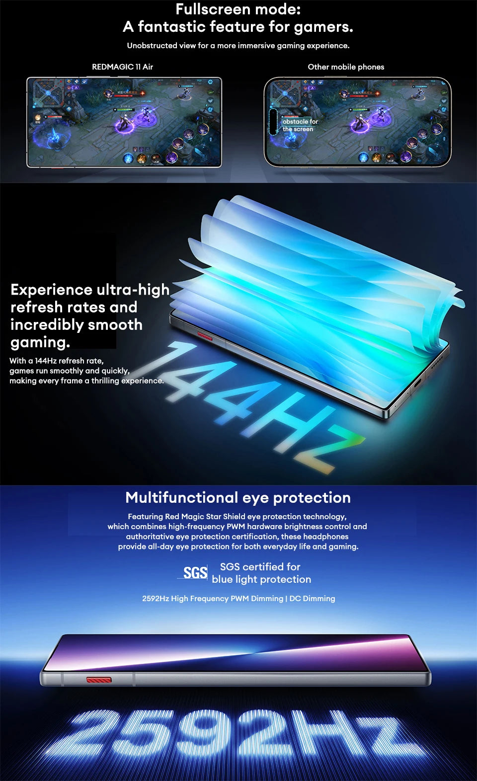 Global Version Redmagic 11 Air Snapdragon 8 Elite 6.85 1.5K Full Screen 2688*1216 144Hz 50MP Hurricane4.0 Active Cooling 7000mAh