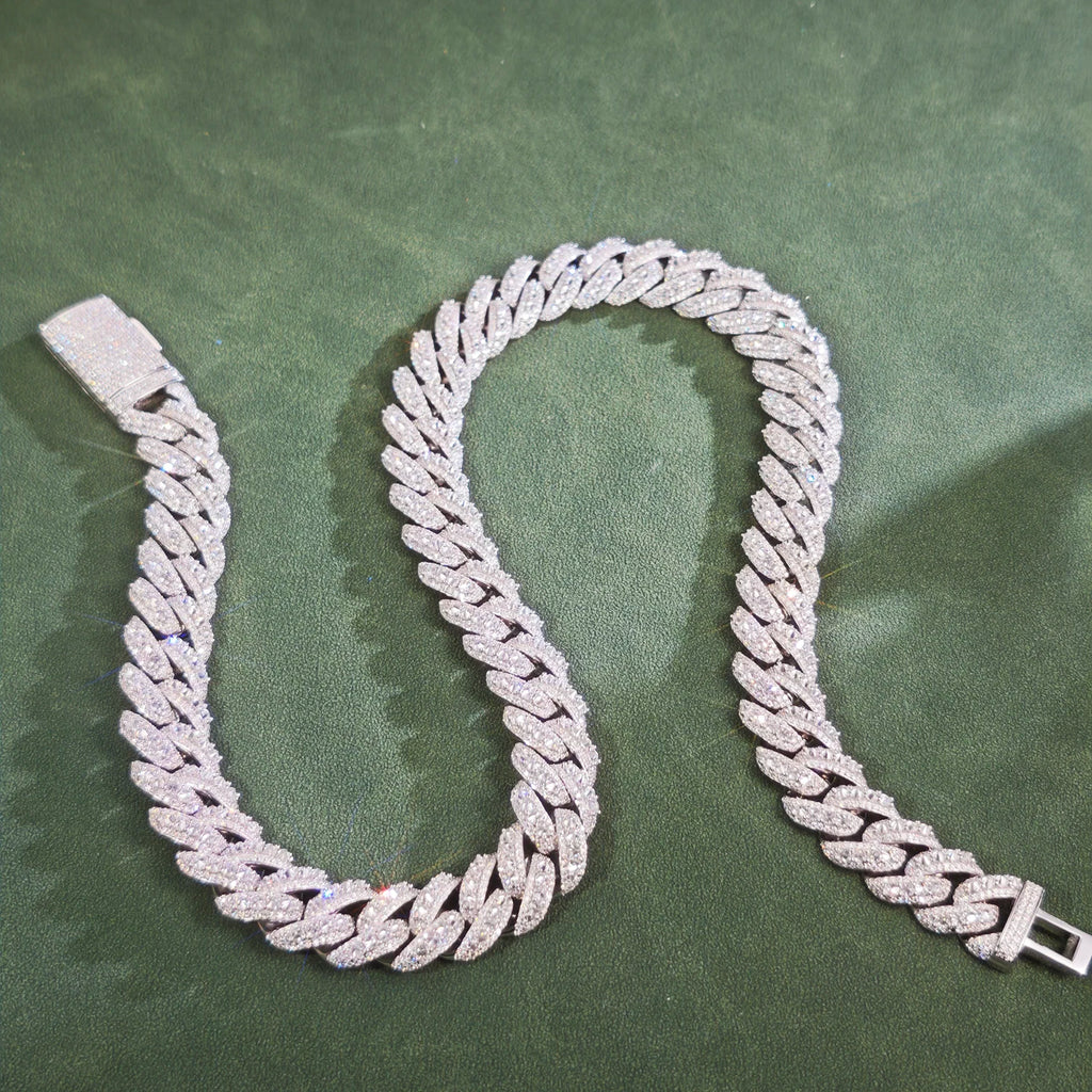 Provence Unique Cuban Necklace Reverse tessellation Moissanite 925 Silver for Men 15mm Streetwear jewelry Cuban chain Gifts