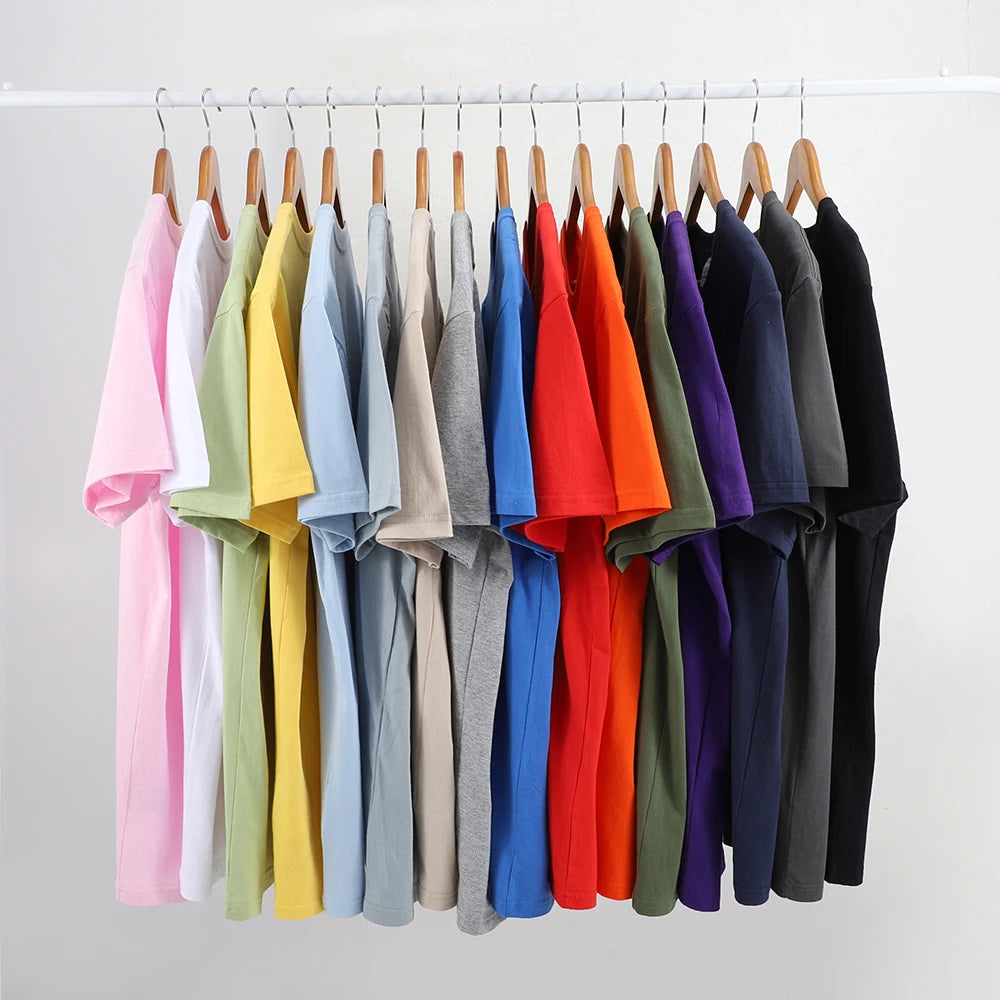 100% Cotton Solid Color T-Shirts Men Woman Short Sleeve Fashion Brand Trend Casual Soft Clothing Tees Breathable Summer Tops