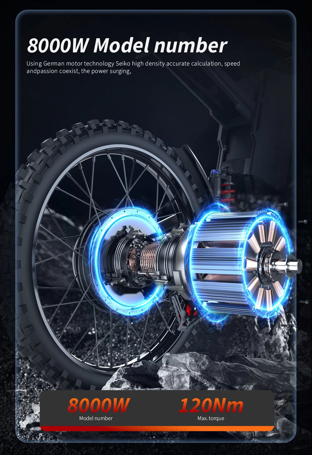 SLDBK GTS X22 Off-Road Electric Bike 85Kmh 8000W Brushless Motor E-bike 72V30AH Lithium Battery Ebike Adult Electric Motorcycle