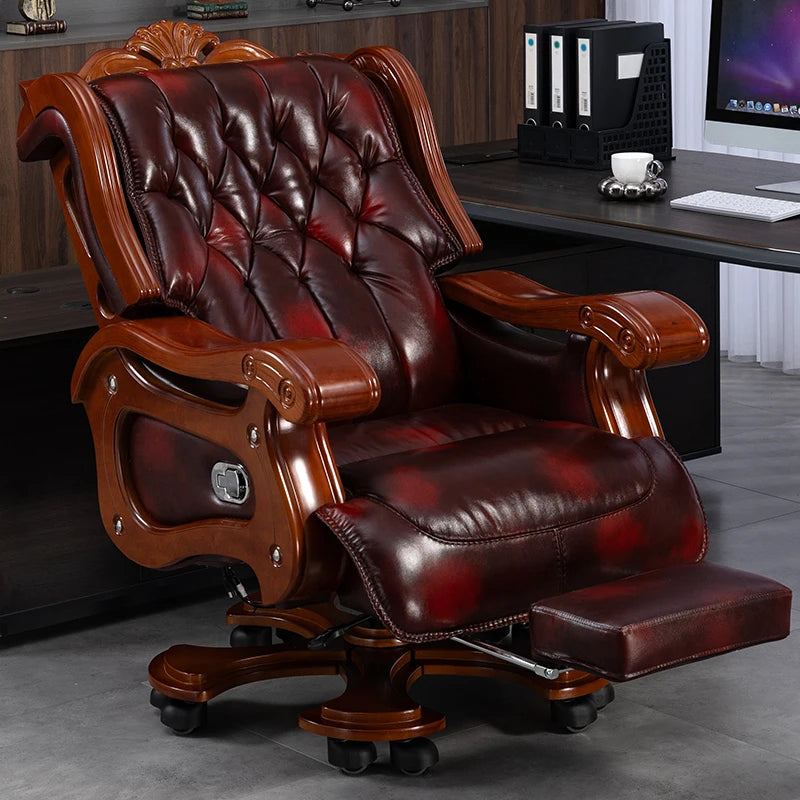 Leather Wheels Office Chair Armrest Ottoman Massage Executive Swivel Chair Comfortable Designer Silla De Escritorio Furniture