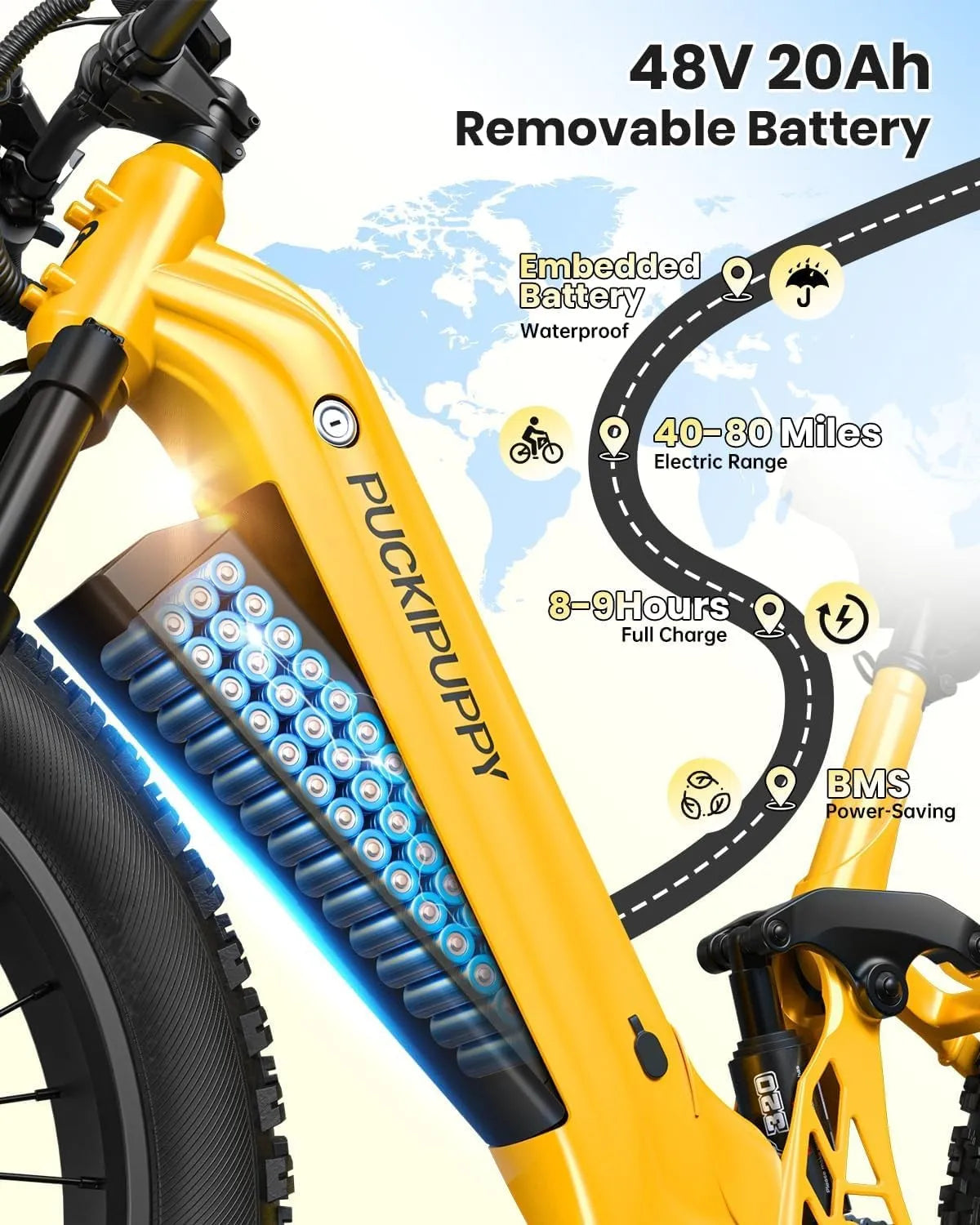 Electric Bike for Adults 960W, 48V 20AH Full Suspension E-Bike 7 Speed, 80Miles