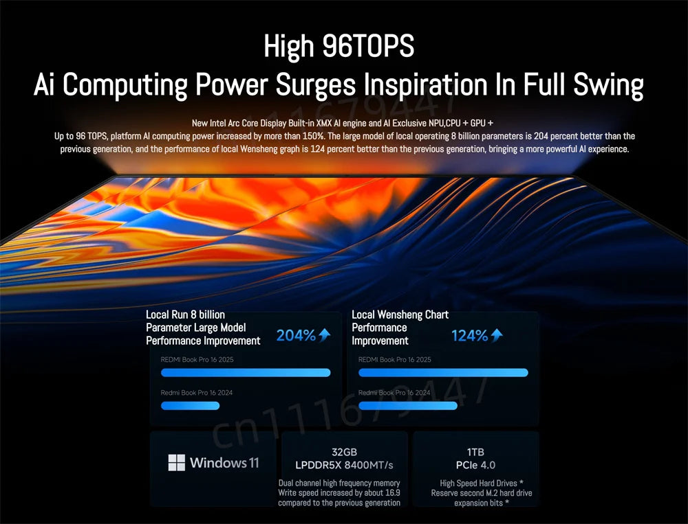 2025 New Xiaomi REDMI Book Pro 16 Laptop Ultra5-225H Ultra7-255H/32GB/1TB 2.5K/3.1K/120Hz Notebook