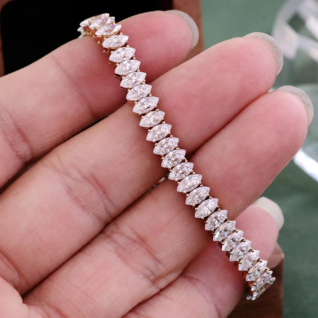 Provence Luxury Tennis Bracelet 6.25In Yellow Gold Marquise cut DEF/VS Lab Diamonds Chain Fine jewelry for Women Men Custom