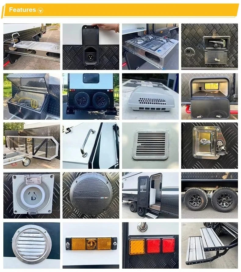 Customized Off Road Small Family Camping Caravan RV Camper Trailer With Toilet Reliable For Outdoor Camping Trips