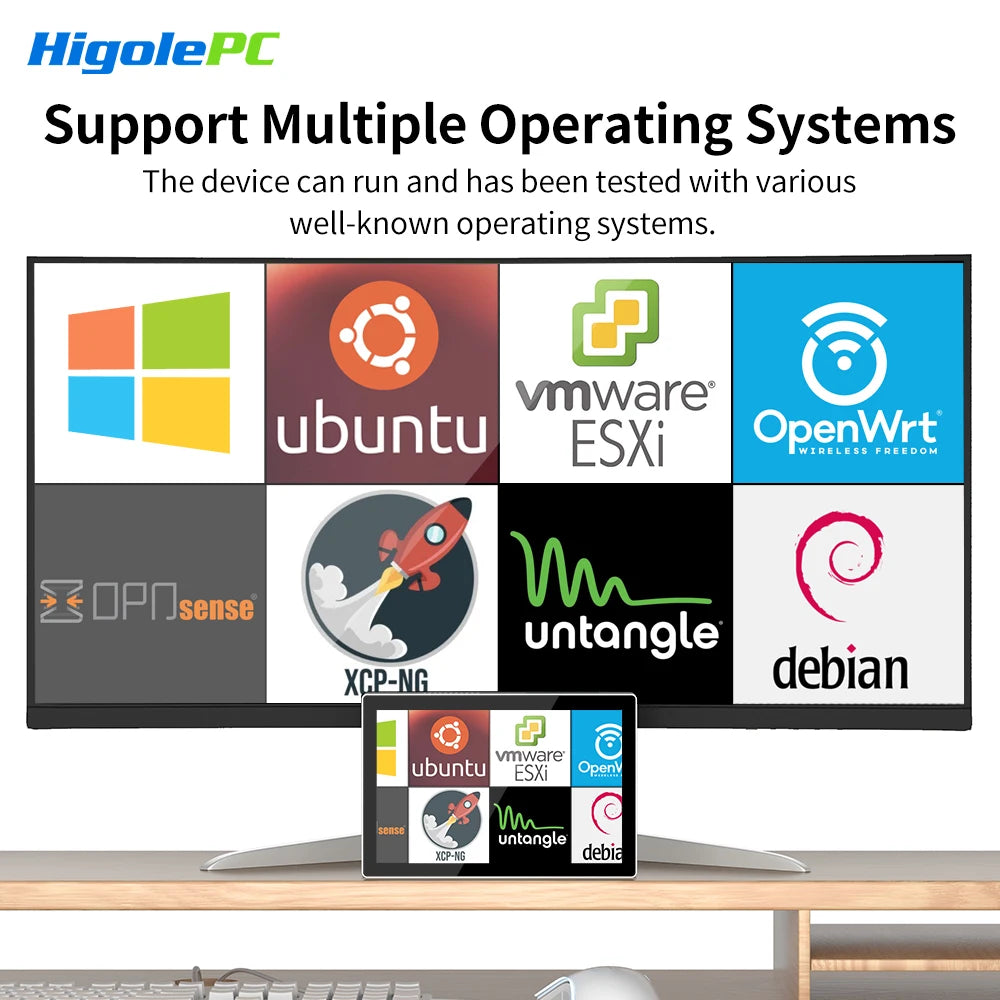 Higole F9B Pro 7'' Mini PC Intel N95 Windows 11 WiFi5 16GB 512GB 5000mAh Dual 2.5G LAN SIM Slot Laptop Desktop PC Mini Computers