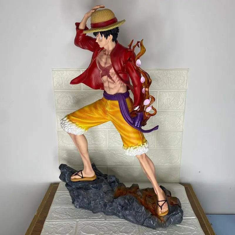 68cm Anime Figurine Large Size New Fourth Emperor Luffy Domineering Standing Posture Grass Hat Group Statue Ornament Boxed