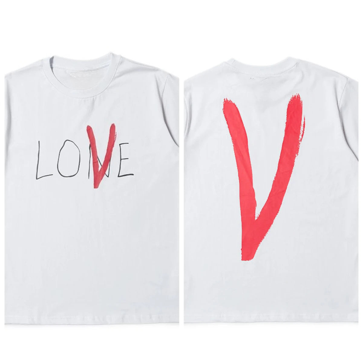 New VLONE LIFE Limited 19ss Letter Print Graffiti LOVE Print Men's and Women's Fashion Brand Short Sleeve Loose T-Shirt
