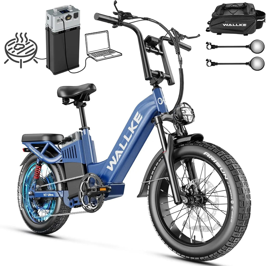 H7 Ultra 4000W Long Range Electric Bike for Adults, Solar Charge Supported Fat Tire E-Bike with Portable Power Output, Al