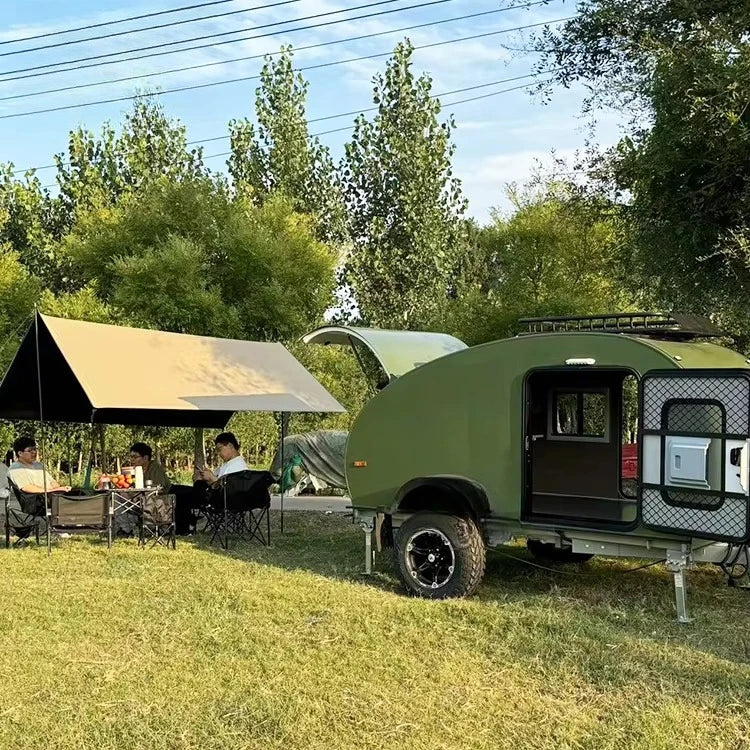 Mini Rv caravan Small Teardrop  Camping Camper Van Travel Trailer with Bathroom for Sale