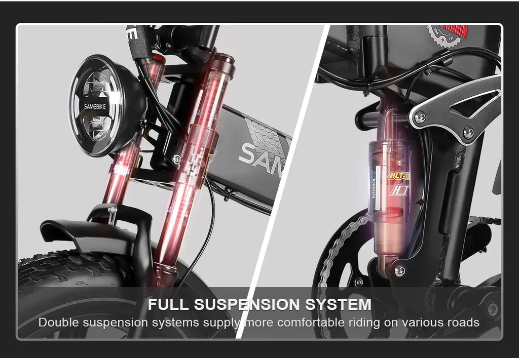 Full suspension mountain Electric Bicycle 1200W motor city folding Electric BIke 48V17AH battery 20*4.0 fat tire snow E-Bike