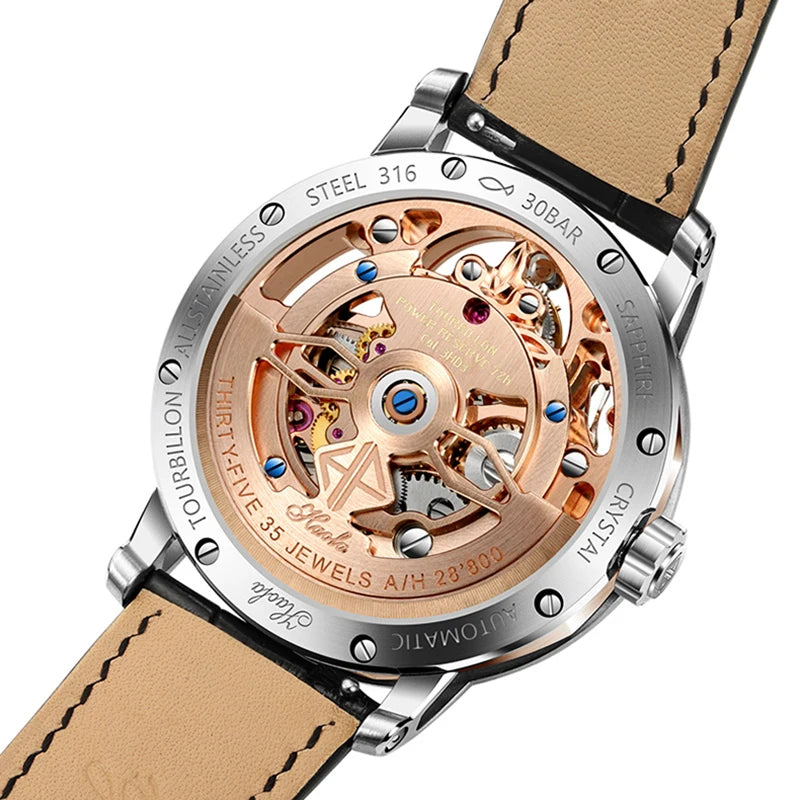 Haofa Skeleton Automatic Tourbillon Movement Men Watches 1931 Sapphire Tourbillon Mechanical Business Luxury Man Watch Hollow