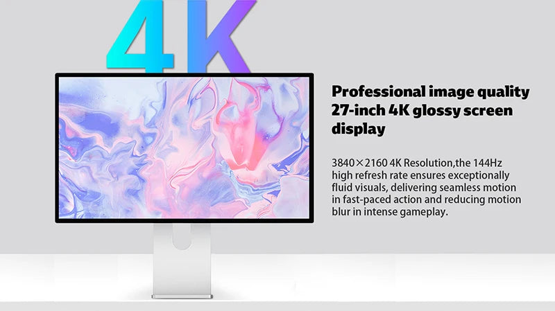 Kuycon P27G Desktop Monitor 27-inch Aluminum Alloy HDMI Adaptive 4K Computer Display With 99%sRGB VESA Adaptable LED LCD Screen
