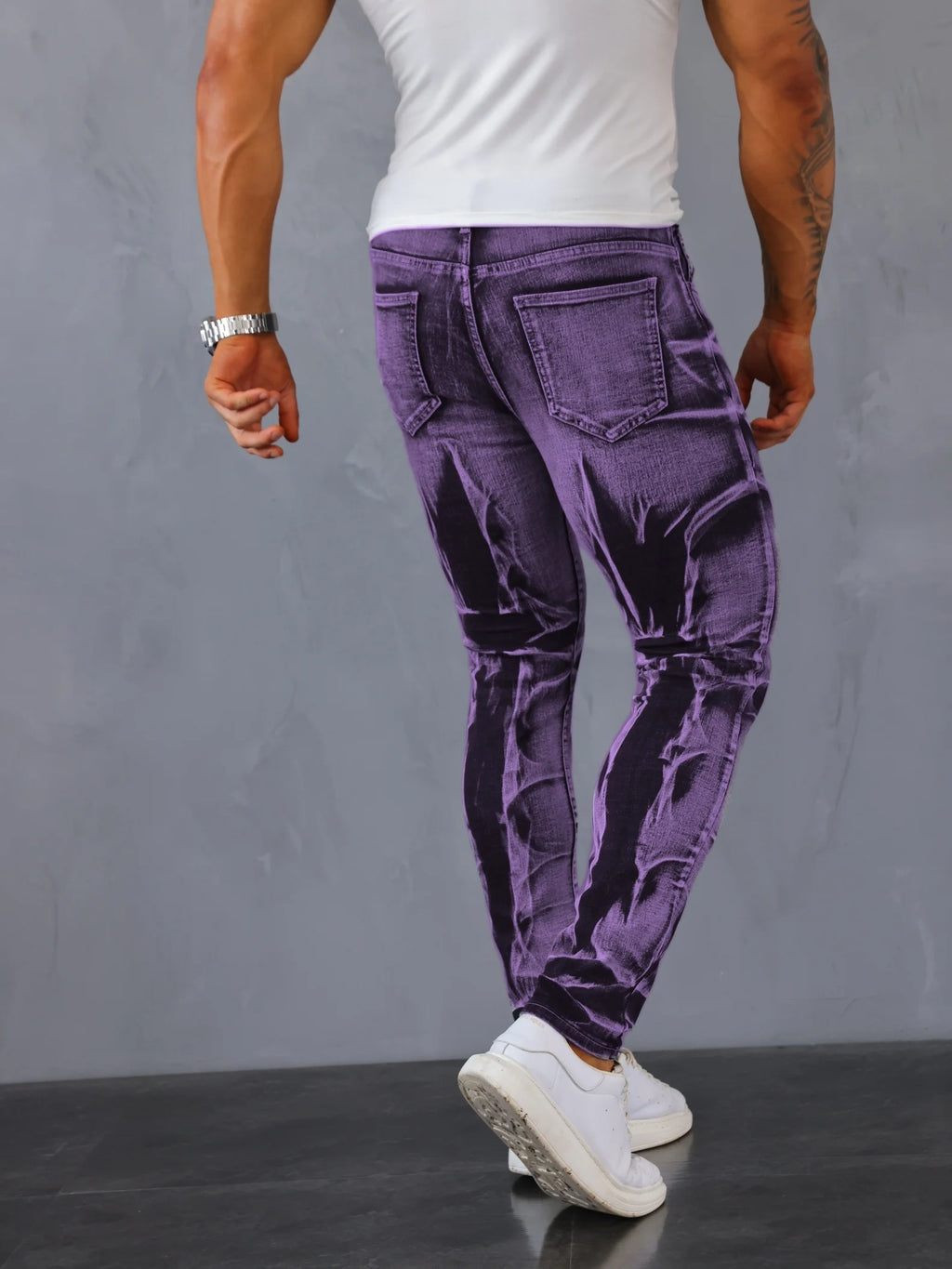 Stretch Slim Fit Jeans - Men's Mid Waist Distressed And Ripped Denim Jeans With Tassels For All Seasons Street Wear