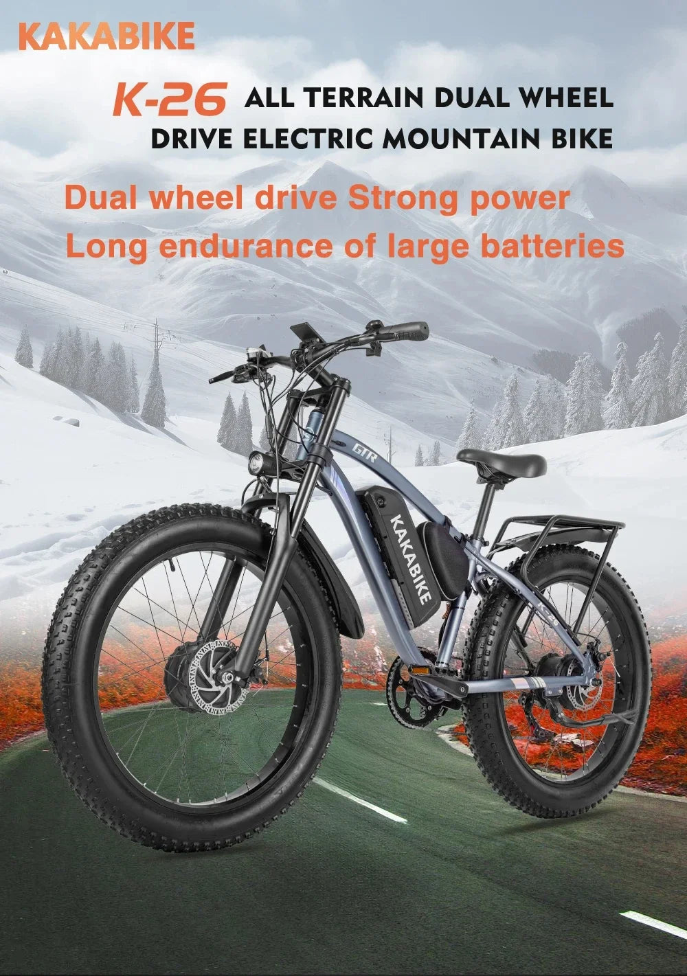 2000W Dual motor Electric Bike 21AH Lithium battery 26*4.0 fat tire urban commuter Electric bicycle 50KM/H Adult Mountain E-Bike