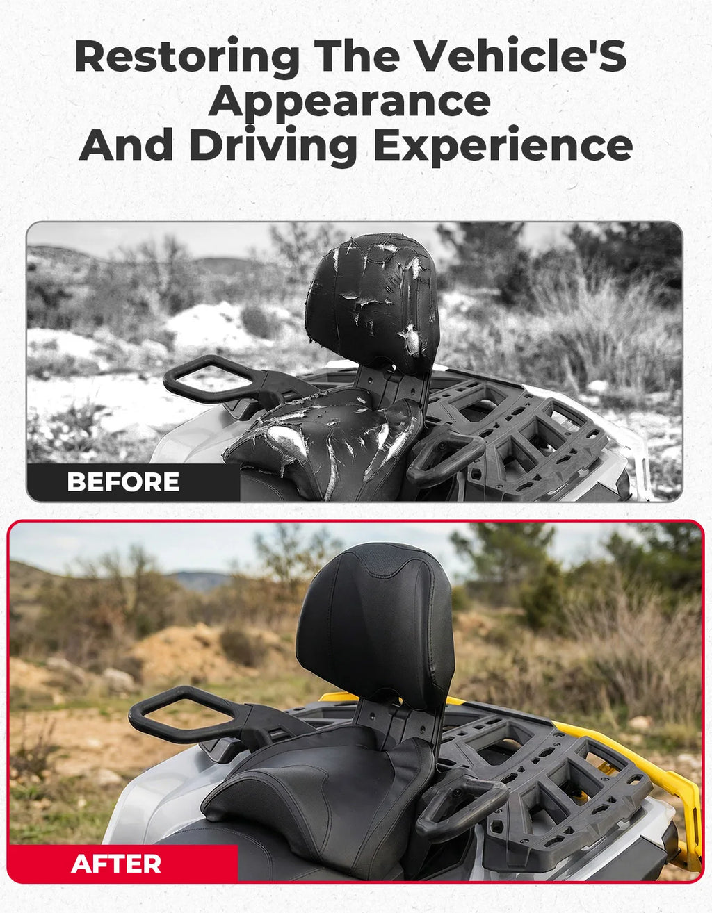 KEMIMOTO ATV Passenger Seat Kit Compatible with Can Am Outlander L MAX  450 500 570 Outlander 500 570 650 800 G2 G2L #715002373