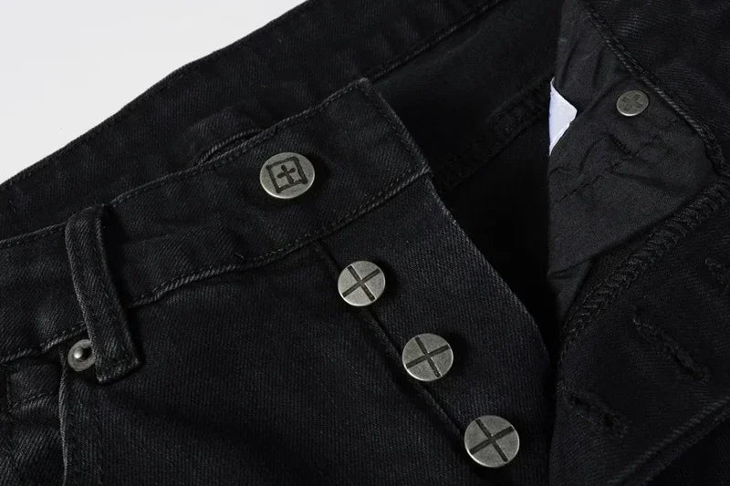 2025 KSUBI Men Personality Multi-style Low Rise Elastic Skinny Denim Pants American Style Ripped Trousers Jeans