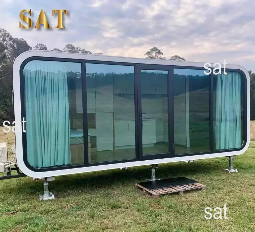 A for Customized Prefabricated Mobile Eco Apple Luxury 2 Bedroom Commercial Space Capsule House With Kitchen