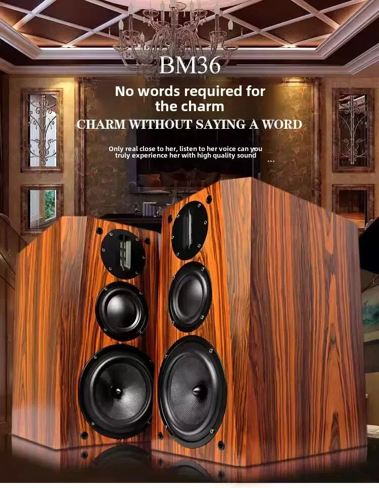 Bm36 High Fidelity Hifi Speaker Fever Level Passive Bookshelf Speaker Three-way Home Audio Sound Speaker
