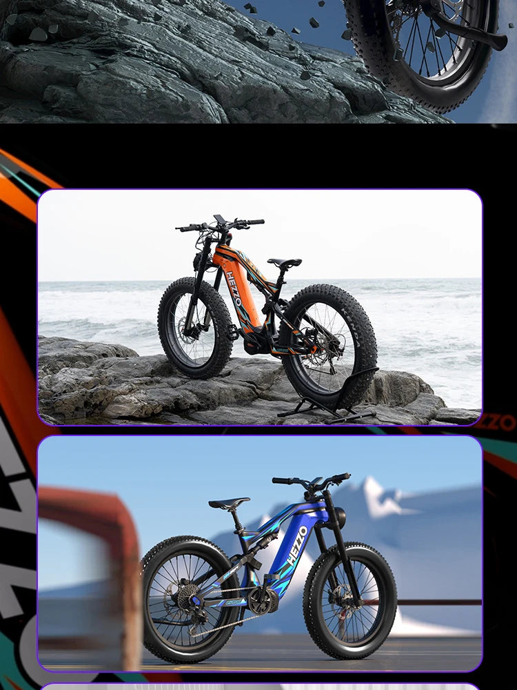 52V 1000W Carbon Fiber E-Bike Mid-Drive Electric Bicycle with 21Ah Lithium Battery Wide-Tire 9-Speed Eco-Friendly Bike