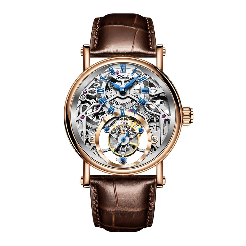Haofa Tourbillon Watch for Men CNC Classical Texture Engraving Sapphire Manual Skeleton Movement Mechancial Watch Business 1602
