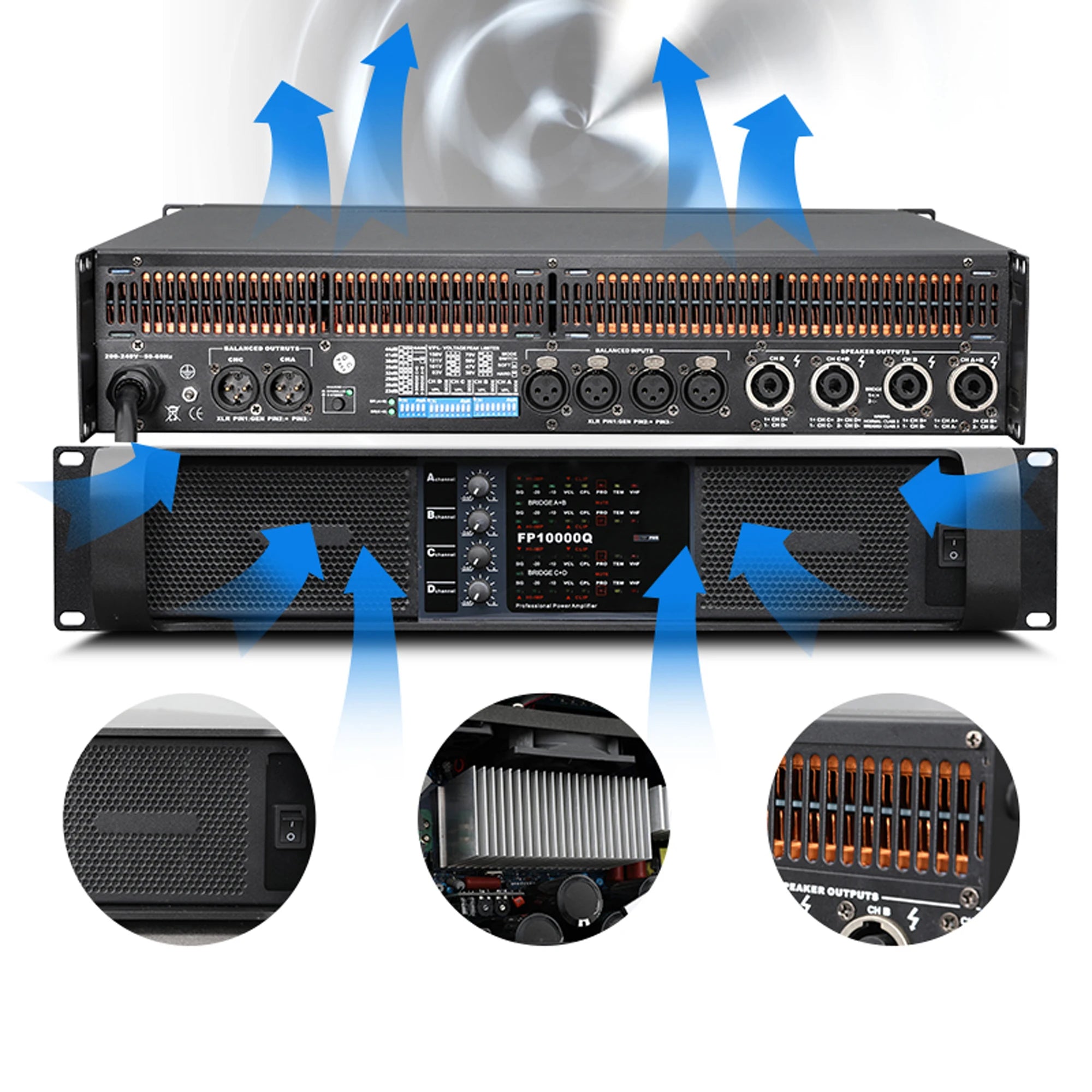 FP10000Q/FP20000Q Professional Audio Power Amplifier 2 Ohm Stable 4 Channels Class TD Amp 4x1350W 10000 Watts ON-Semi Live Show