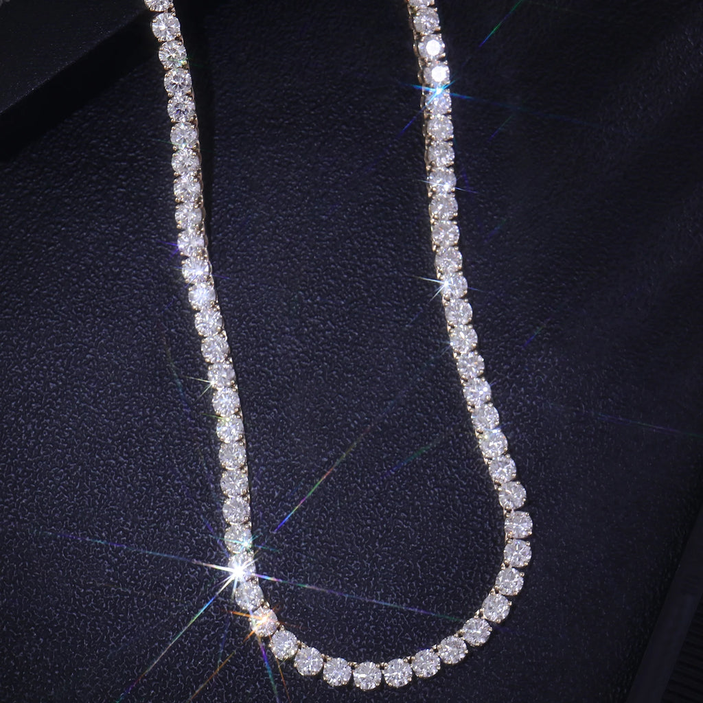 Provence Tennis Necklace 16In Yellow Gold 4.0mm DEF/VS Lab Diamonds for Women Men party Fine Jewelry hip hop Necklace Custom