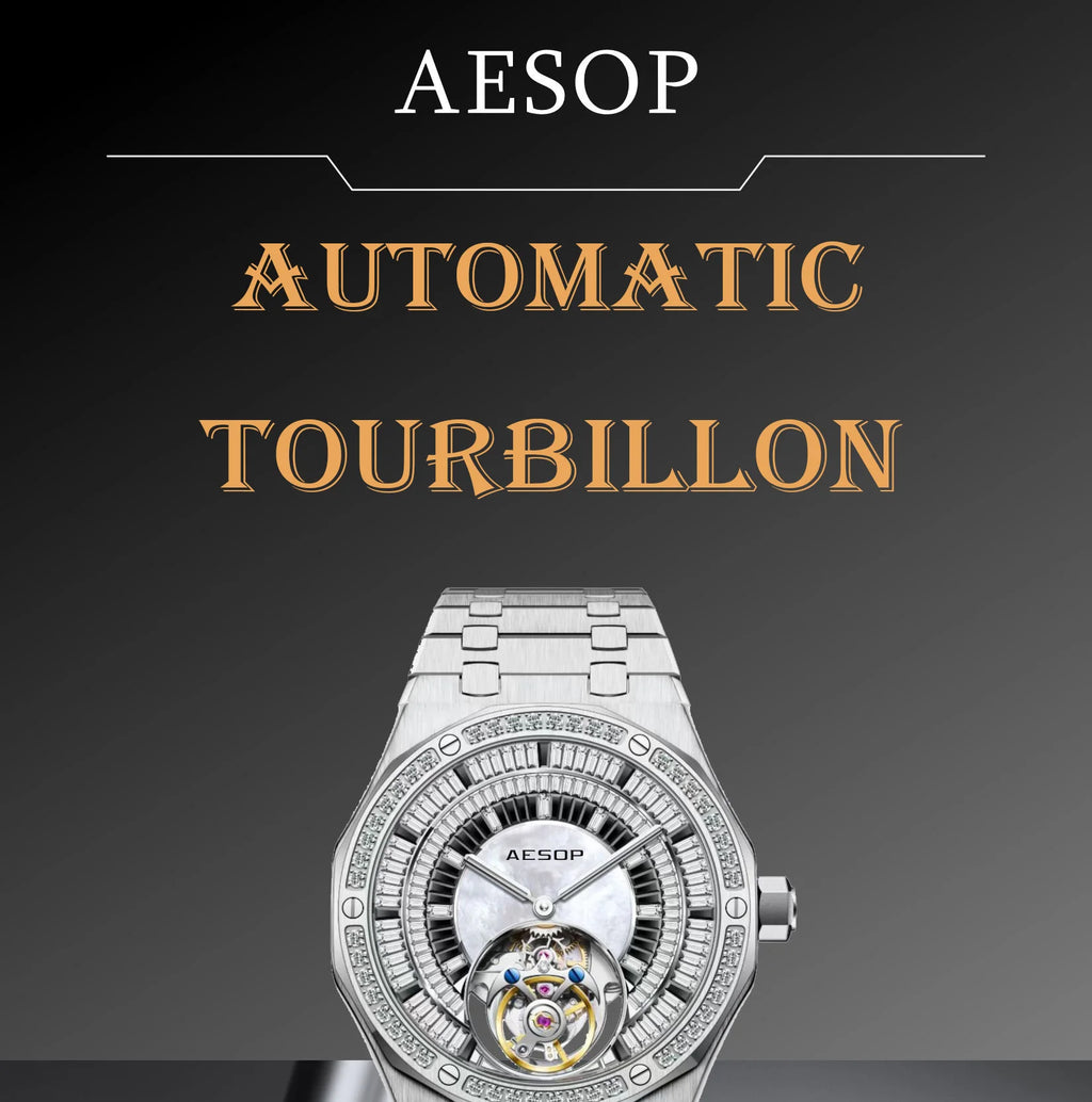 AESOP Automatic Tourbillon Mechanical Skeleton Watch For Man Watches Waterproof Wristwatches Sapphire Mirror Diamond luxury new