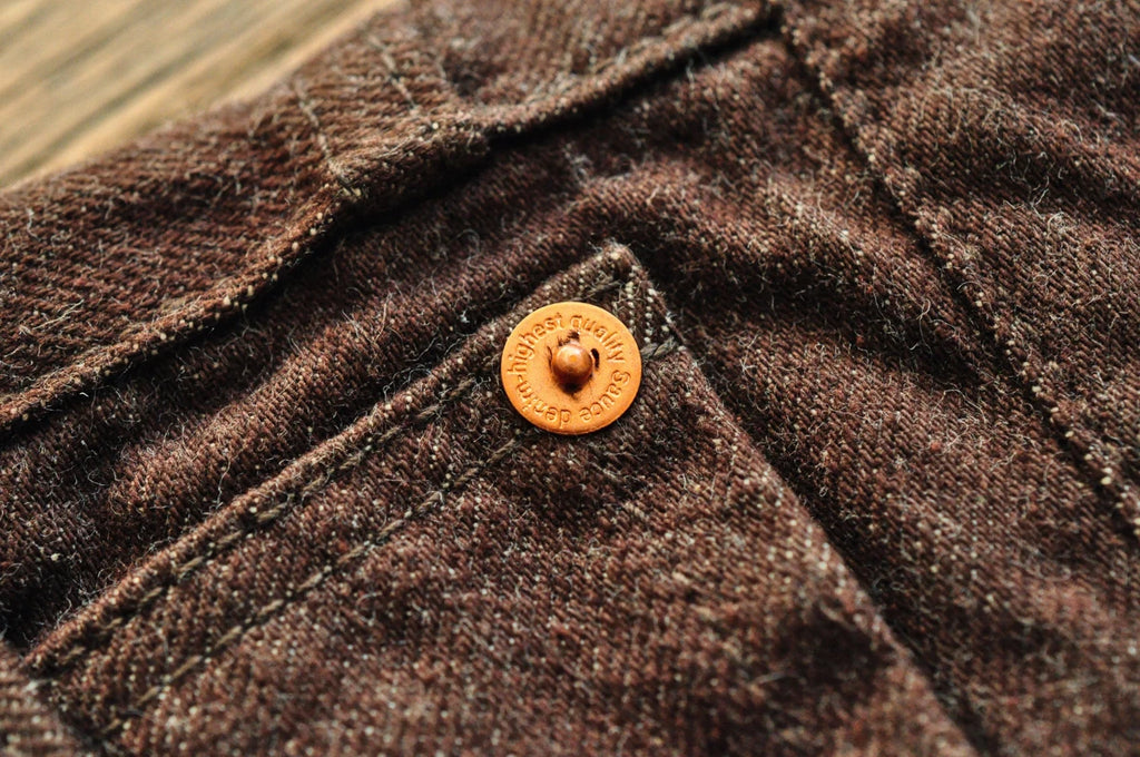 Saucezhan Men Jeans Brown Jeans Men Jeans Trousers  Selvedge Denim Jeans for Men Taper Fit Mens Jeans vintage 13.8 Oz