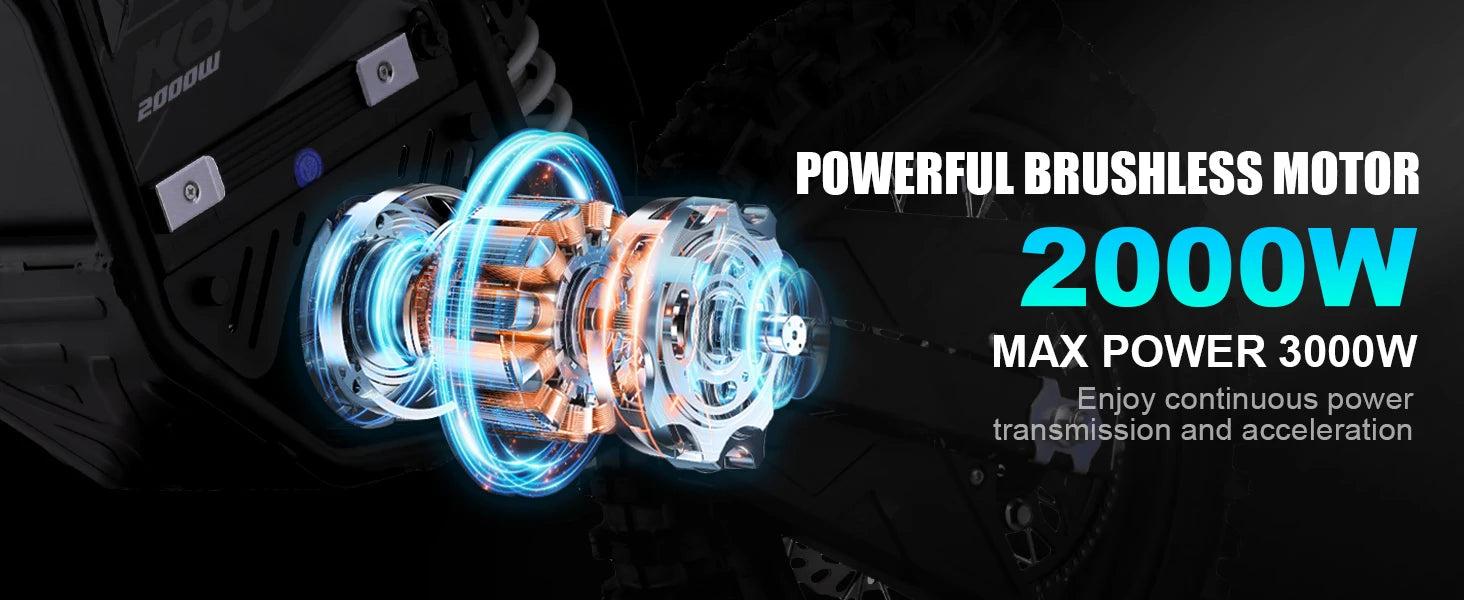 KOOZ HP115E 60V 2000W Electric Motorcycle for Kids and Teens,Electric Dirt Bike Up to 40 MPH & 18 Miles Long-Range.