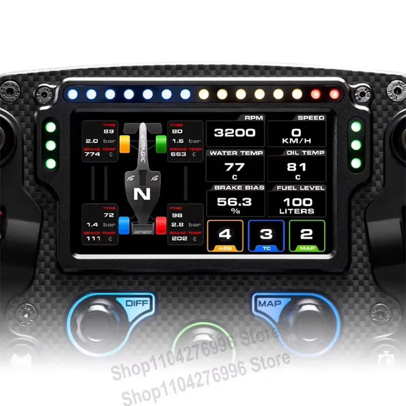 PC Formula Steering Wheel Racing Simulator Steering Wheel Carbon Fiber Steering Wheel with 4.3" Display For Simagic FX PRO