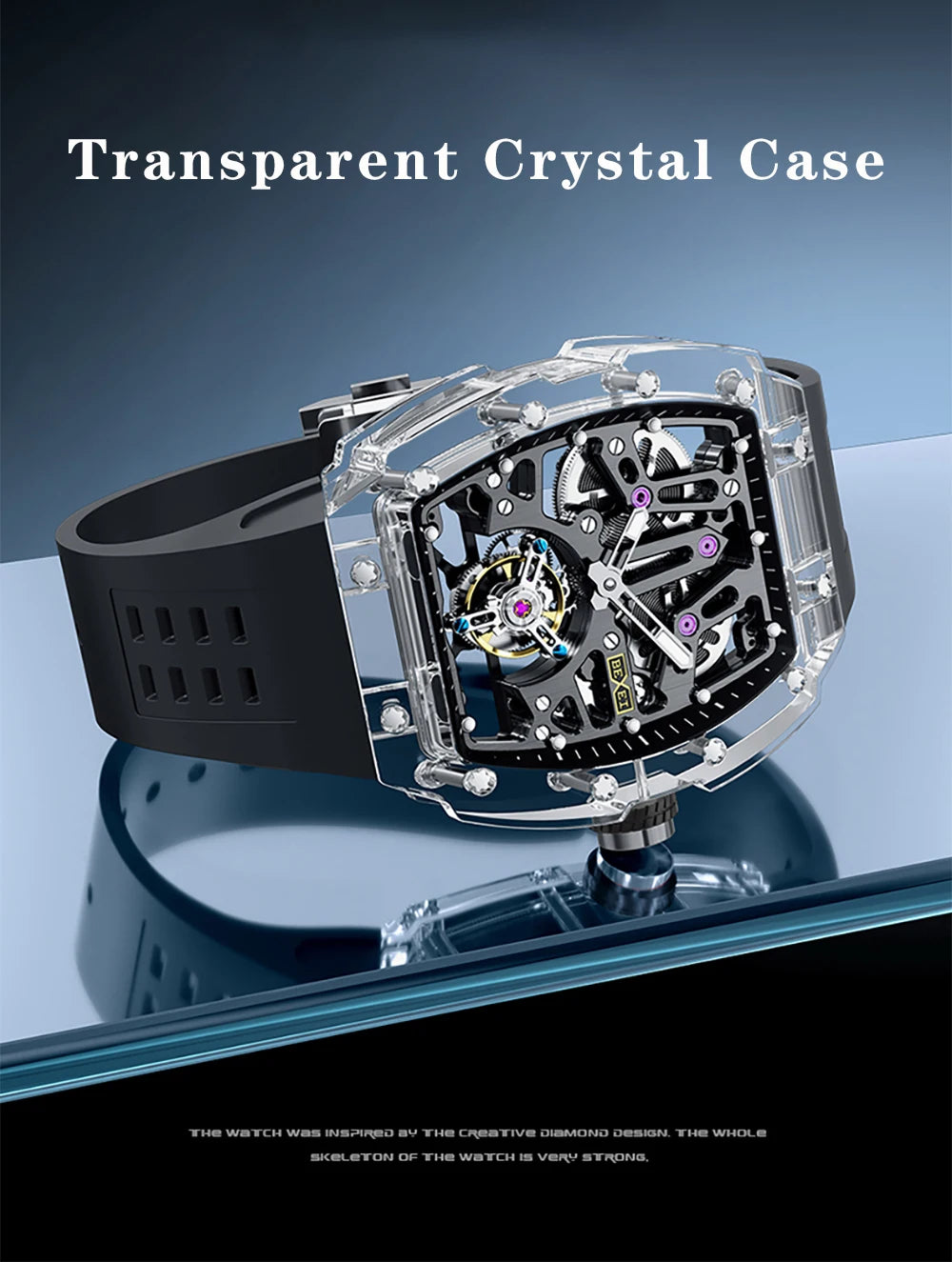 BEXEI K9 Sapphire Crystal Flying Tourbillon Man Watch Manual Skeleton Movement Men's Luxury Watch Vintage