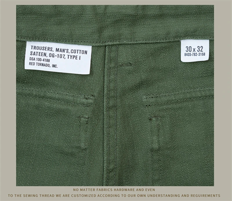 Red Tornado 15oz Heavyweight Cotton Sateen OG-107 Fatigue Pants Vintage Military Style Men's Casual Trousers