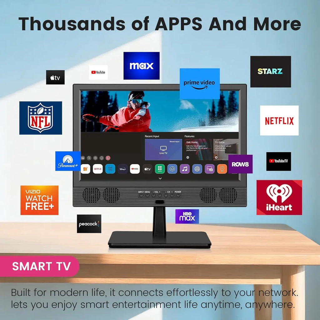 14 Inch Small Smart TV HD LED, Small Portable Smart TV with Built-in APP, Digital ATSC Tuner,HDMI/USB/AV Inputs, Small Smart