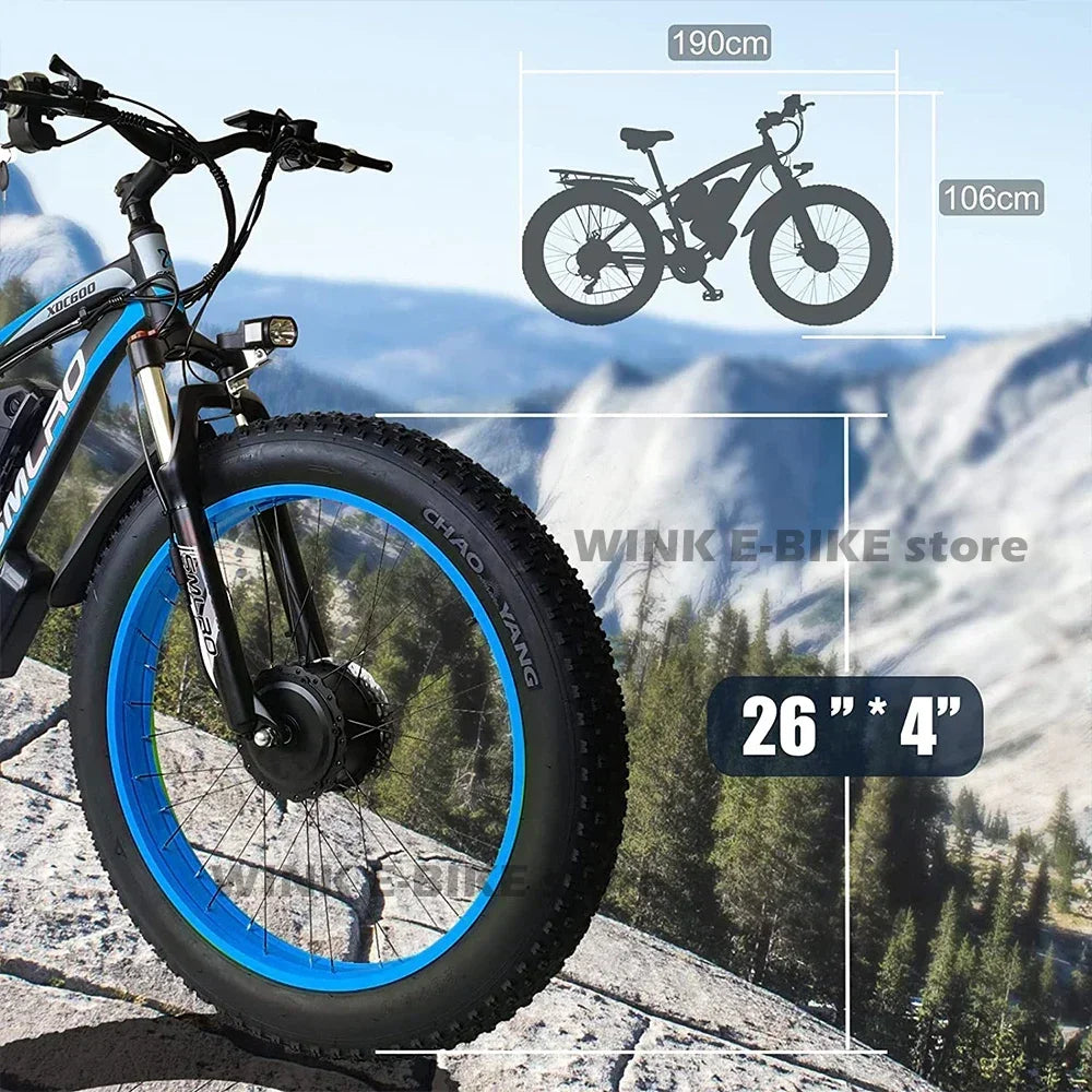 City Electric Bicycle 48v 22.4 ah battery adult 2000W Dual Motor 26 inch tire All terrain Hydraulic brake multi-function E-bike