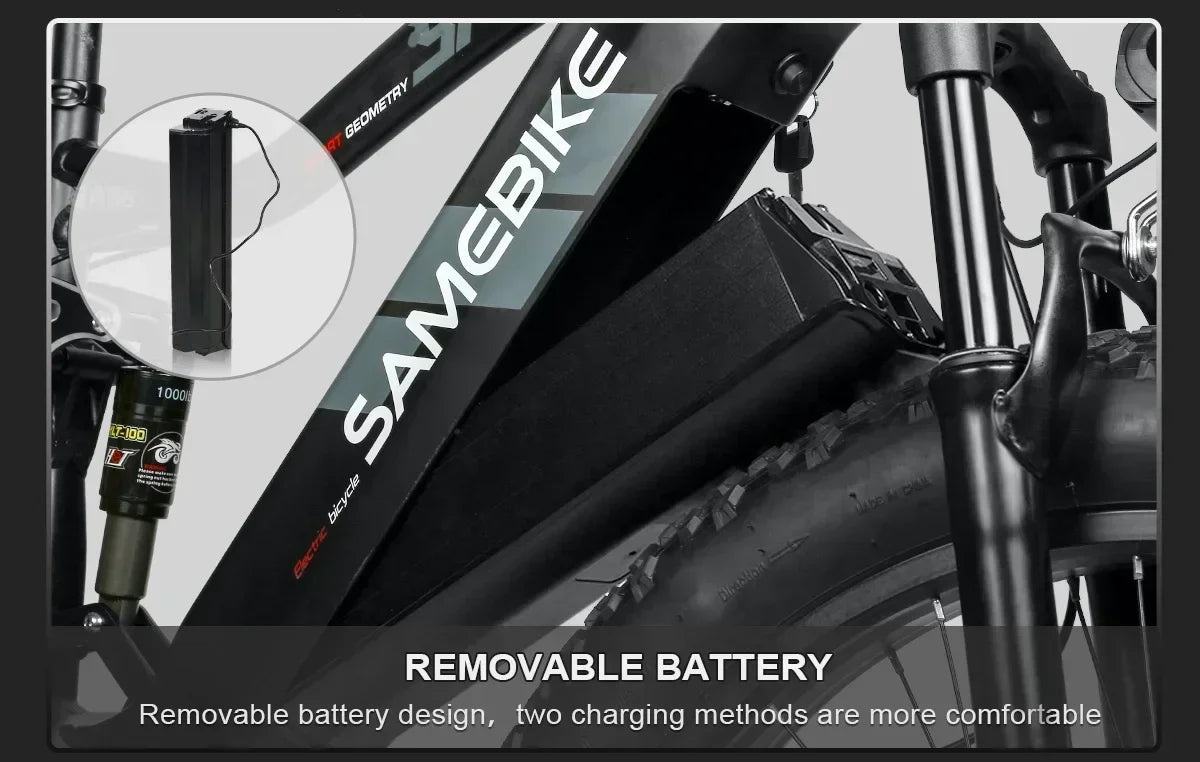 SAMEBIKE RS-A08 Electric Bike 1000W Motor 48V 17Ah Battery Hydraulic brake 26*4.0Inch Fat Tires Electric Bicycle Mountain E-bike