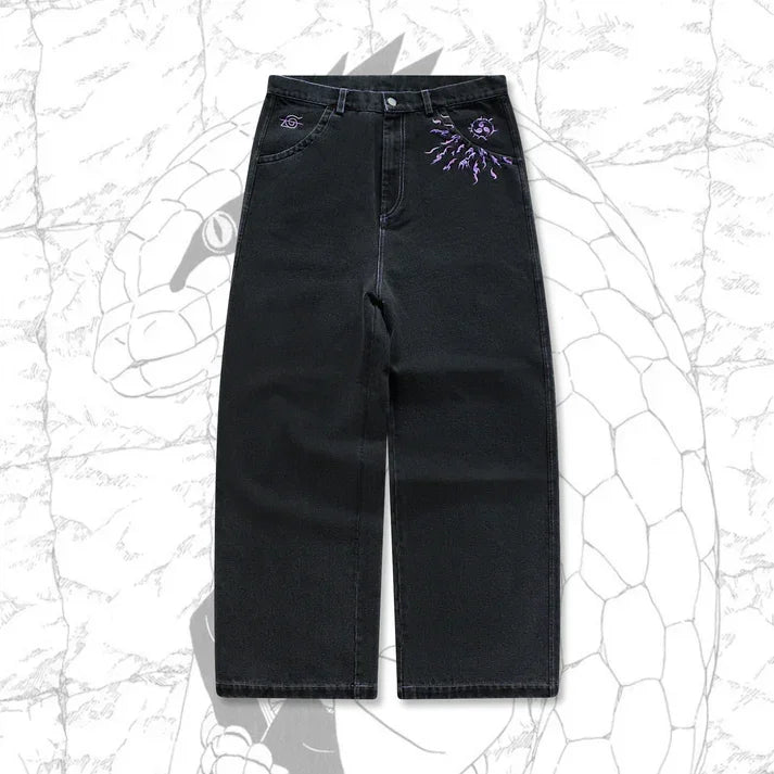 Y2K Baggy Jeans Men Anime Patterns Goth Hip Hop Pants Retro Harajuku Fashion Streetwear Wide Leg Jeans Aesthetic Casual Trousers