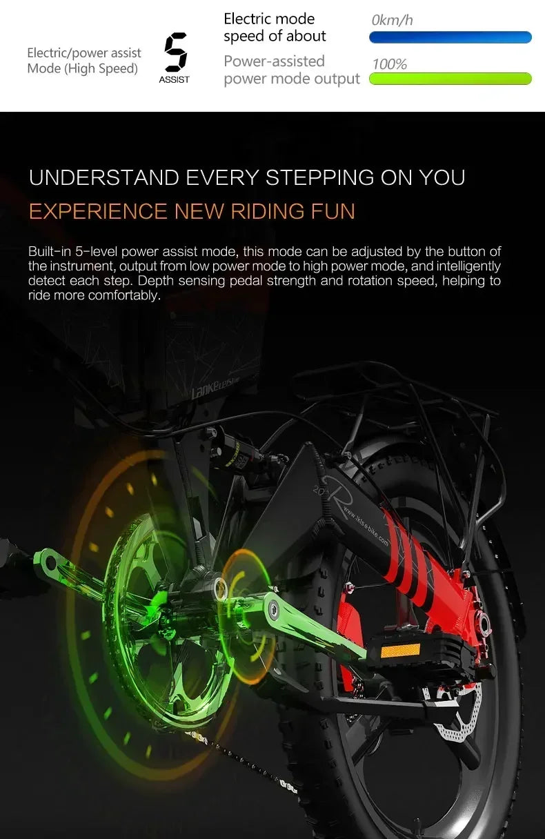 Electric Bicycle LANKELEISI G650motor 500w battery 48v12.8ah mini Folding e-bike urban leisure 20inch shock absorption E-bike