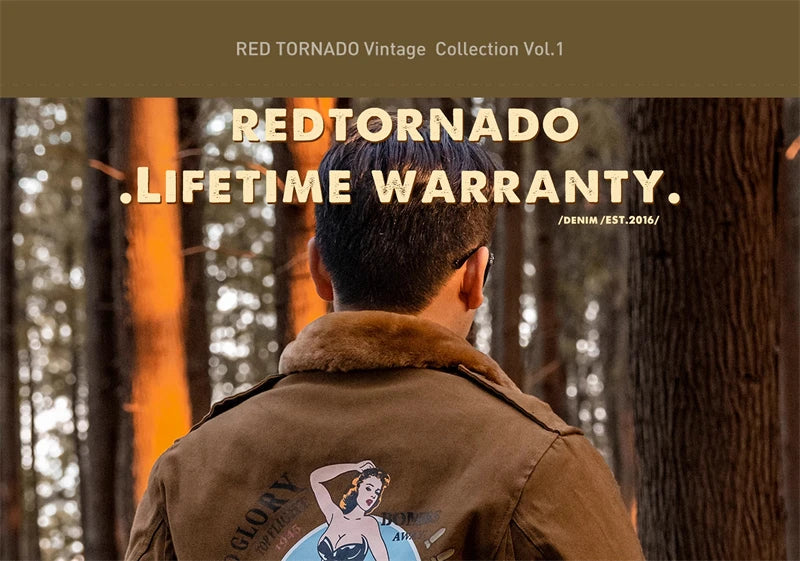 Red Tornado Type B-10 Bomber Flight Jacket With Patches Winter Mens Cropped Coat