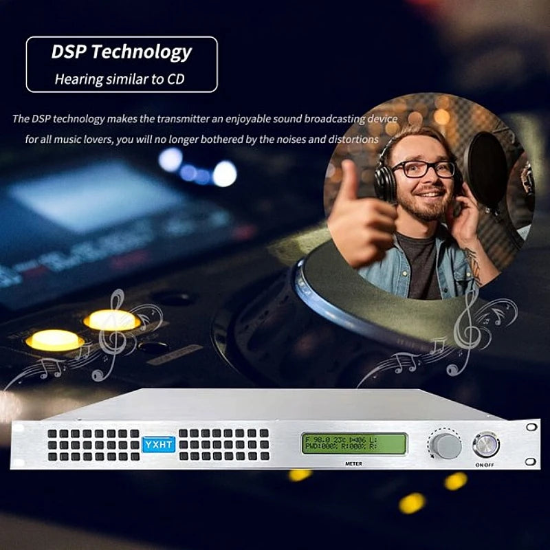 110V/220V YXHT-100W FM Transmitter, Stable Performance, Energy-Saving, Low Noise, MPX Input for Radio Broadcast, Hotel Lobby
